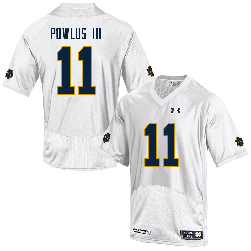 Men's NCAA Notre Dame Fighting Irish #11 Ron Powlus III Stitched College Under Armour Authentic White Football Jersey HX10V31HM